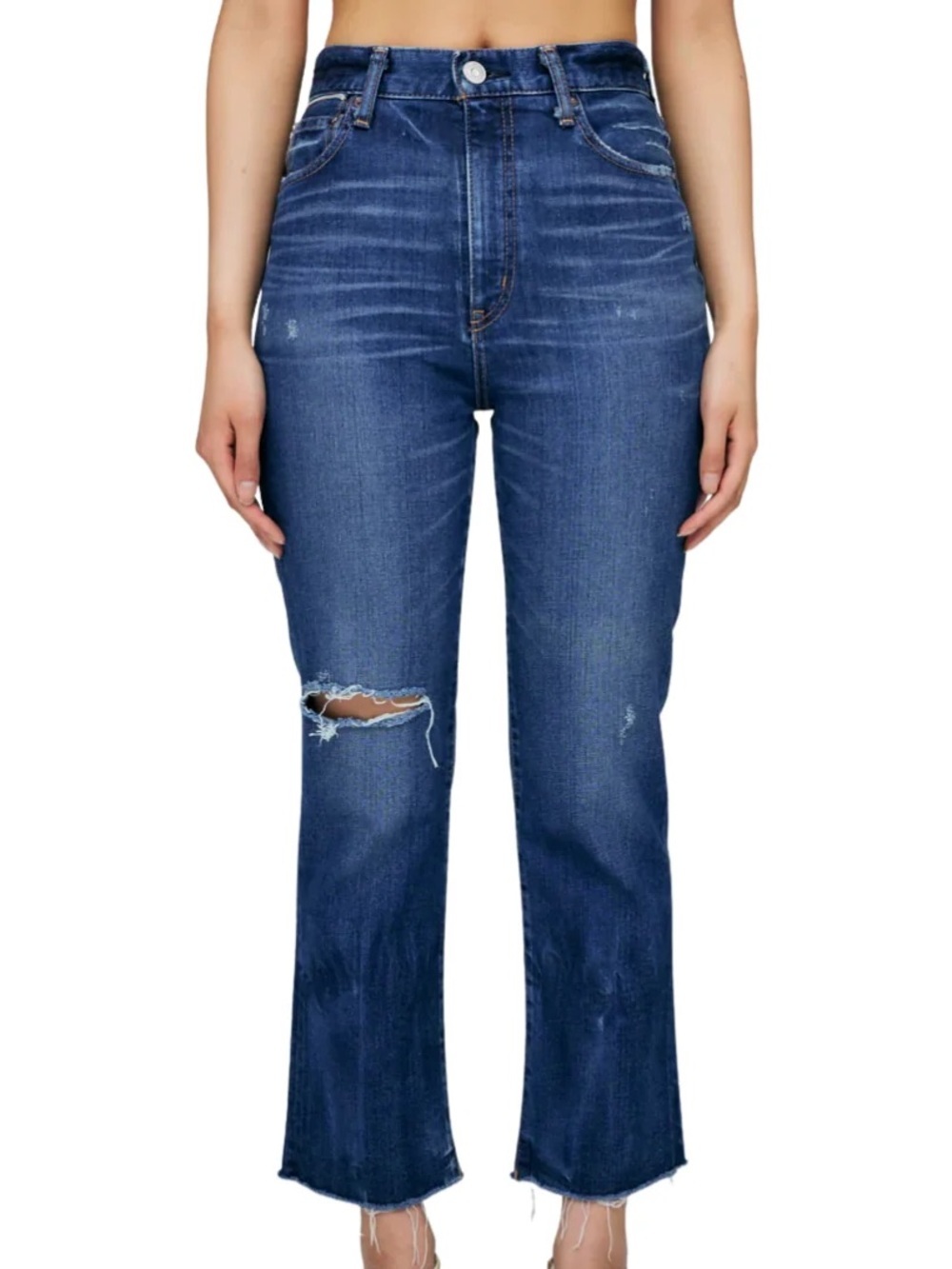 MOUSSY Vintage Rhode Cropped Raw Hem Distressed Jeans Size 29